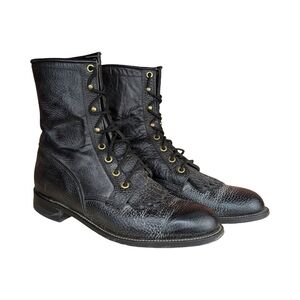 Justin Bullhide Vintage Leather Lace-Up Wester Boots –  Men's 7.5 Women's 9
